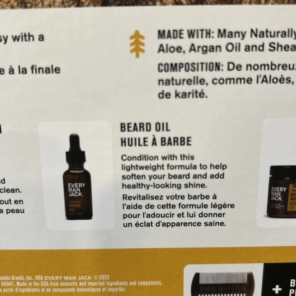 Every Man Jack Sandalwood Beard Grooming Set Beard and‎ Face Wash Beard Oil Comb